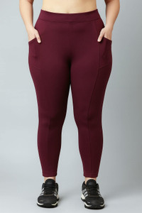 BLINKIN Solid Women Maroon Tights