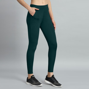 Adrenex by Flipkart Solid Women Dark Green Tights