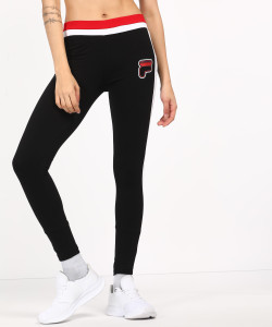 FILA Color Block Women Black Tights