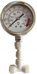 BALRAMA RO Water Purifier 350 PSI Pressure Gauge for Motor Pump with Bottom Connection for Direct or Surface Mounting PSI Liquid Water Meter Tester + 1/4 inch Fittings (Diameter: 2.5 inch) (Range: 0-25 kg/cm2) Watermeter