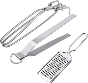 Allwin Heavy Duty Stainless Steel Wire Tong Roti Turner Cheese Grater Steel Sansi Pakkad Pan Holder Chimta Kishni Kitchen Tools 24 cm Serving Tongs