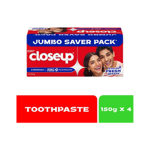 Closeup Long Lasting Fresh Breath & White Teeth Toothpaste (600g, Pack of 4)