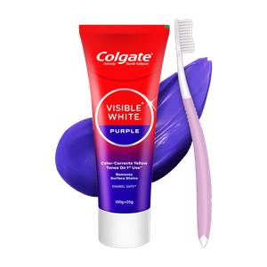 Colgate Visible White Purple , Color-Corrects Yellow Tones on 1st Use and Toothbrush Toothpaste