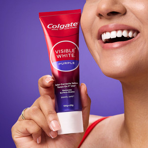Colgate Visible White Purple Toothpaste, Color-Corrects Yellow Tones on 1st Use^ Toothpaste