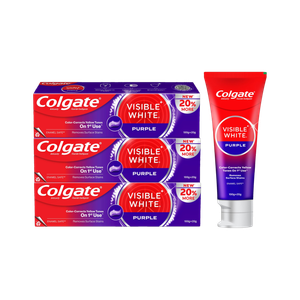 Colgate Visible White Purple Toothpaste Color-Corrects Yellow Tones on 1st Use^ 120gx3pc Toothpaste
