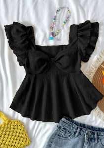 Hasan Enterprise Casual Solid Women Black Top