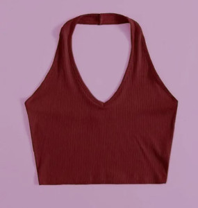 Kanha Beach Wear Solid Women Maroon Top