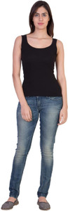 CotiQ Casual Solid Women Black Top