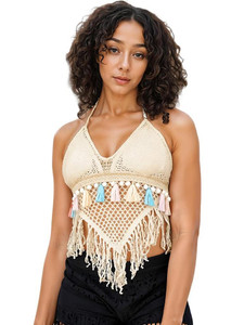 SNOWIE SOFT Beach Wear Lace Women Beige Top