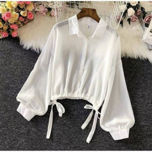 shiney Casual Solid Women White Top