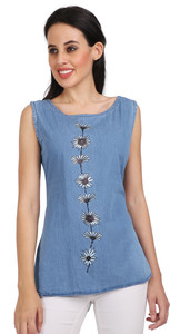 TCI Casual Printed Women Blue Top