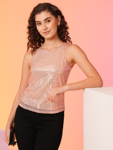 Globus Party Embellished Women Gold Top