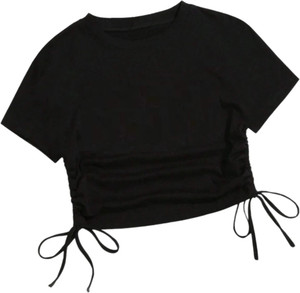 Baawdi Casual Solid Women Black Top