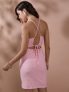 KETCH Women Bodycon Pink Above Knee/Mid Thigh Length Dress