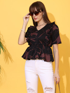 Sheetal Associates Casual Printed Women Black, Brown Top
