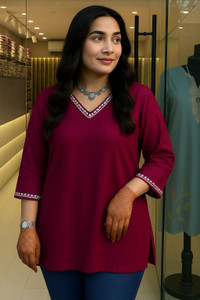 AGOKAI Casual Solid Women Purple Top