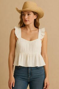 HouseOfCommon Party Solid Women White Top