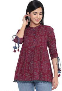 Nandi Casual Printed Women Purple Top