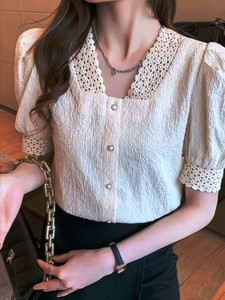 YXSAN Casual Lace Women White Top