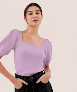 Berry Bird Casual Self Design Women Purple Top