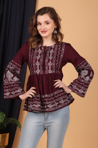 Taranjal Casual Printed Women Maroon Top