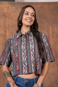 Shions Women Printed Casual Multicolor Shirt