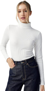 Rzlecort Casual Solid Women White Top