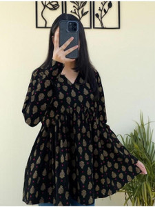 Govind Casual Printed, Ethnic Motifs Women Black Top