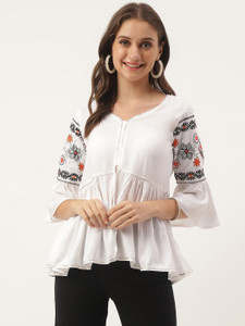 nwb Casual Solid Women White Top