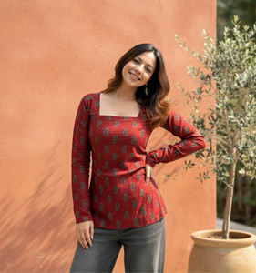 Krishna sakhi Casual Printed Women Maroon Top