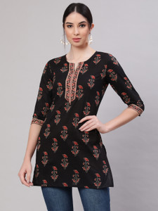 Nayo Casual Printed Women Black Top