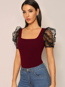 Sheetal Associates Casual Solid Women Red Top