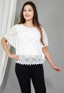 UNIQUEEE Casual Self Design Women White Top