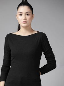 Roadster Casual Solid Women Black Top