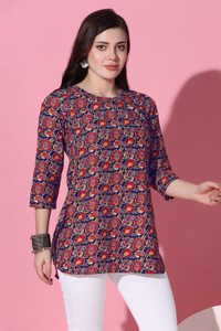 Fashion Dream Casual Printed Women Dark Blue Top