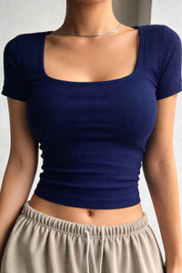 CoupleHub Casual Self Design Women Blue Top