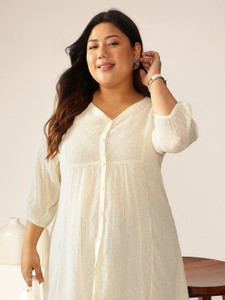 Janasya Casual Self Design Women White Top