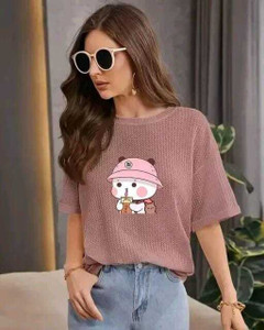 2013 USK COLLECTION Casual Printed, Self Design Women Pink Top
