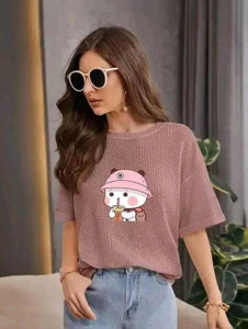 2013 USK COLLECTION Casual Printed, Self Design Women Pink Top