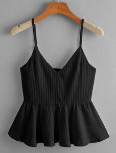 KASTURI Casual Solid Women Black Top