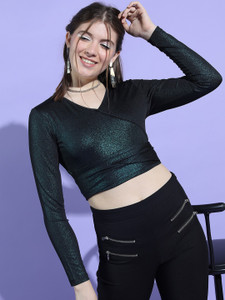 Tokyo Talkies Party Solid Women Black Top