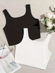 Preeo Casual Solid Women Black, White Top