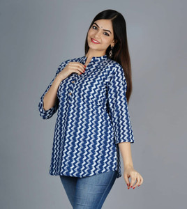 SUBH LAXMI Casual Printed Women Dark Blue Top