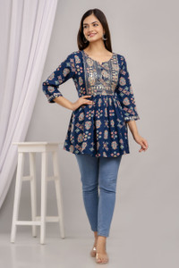 METRONAUT Casual Embroidered Women Multicolor Top