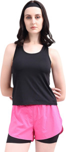 EVELVIE Casual Solid Women Black Top