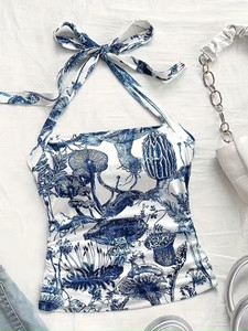 CAPROP Casual Printed Women Blue Top