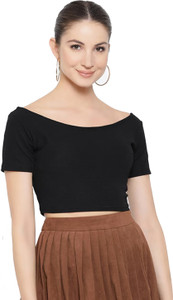 Stars and You Casual Solid Women Black Top