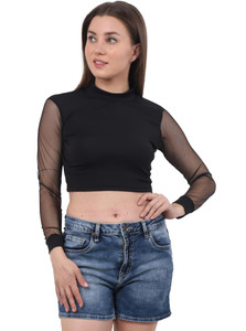 Fasska Casual Solid Women Black Top