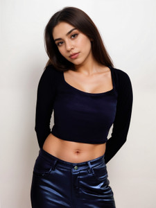 Classy Hangers Casual Solid Women Black Top