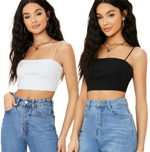 SriSaras Casual Solid Women Black, White Top